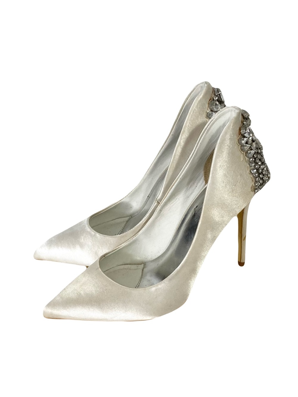 TED BAKER Heels 6 Ivory-Satin Crystals-Back Embellishment 4.5 Heel Pointed Toe